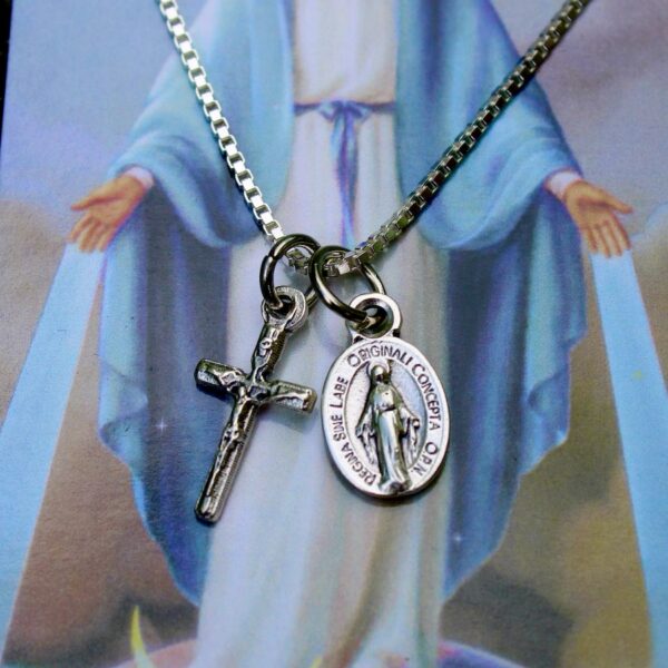 Dainty Miraculous Medal Crucifix Necklace