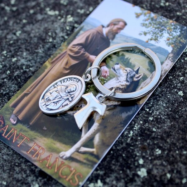 Saint Francis Tau Keychain